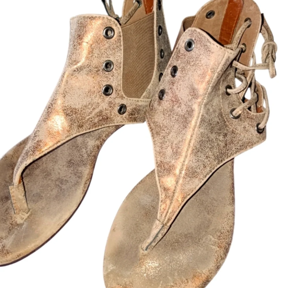 4/$15 Brown Faux Leather Women's Sandals Sz 6.5